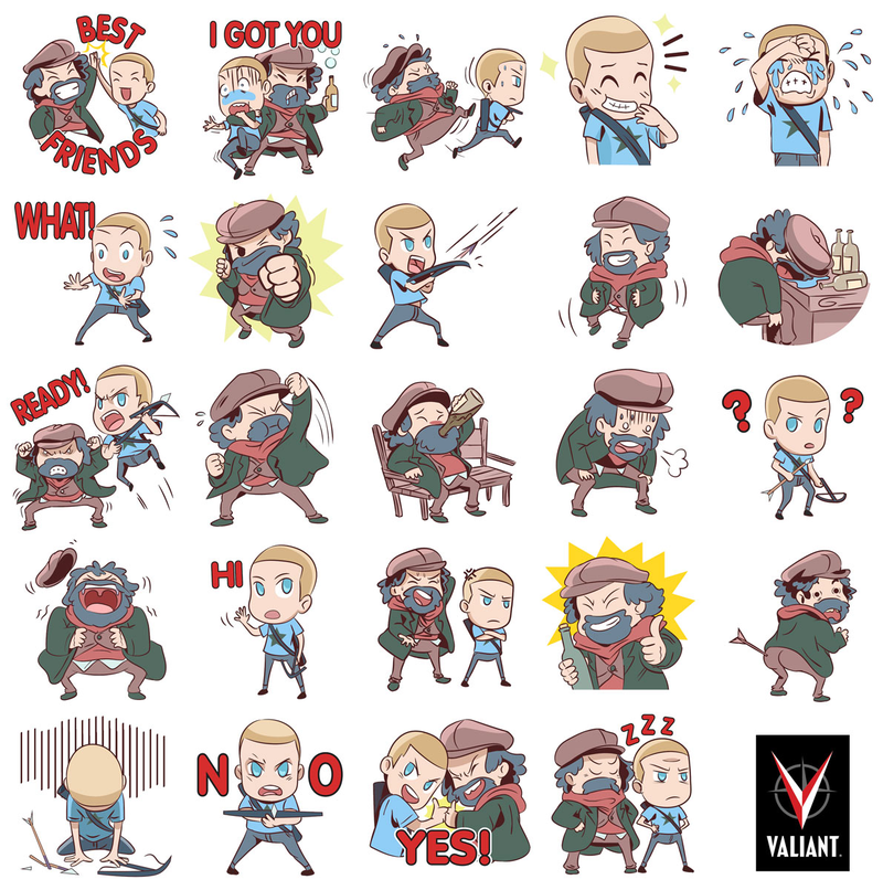 Illustration for article titled Valiant's New Archer & Armstrong Emojis Are Cute as Hell